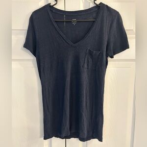 J.Crew Women’s Black Pocket Short Sleeve 100% Linen Tunic Blouse Shirt Sz S